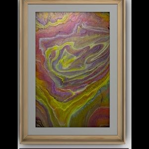 Hand painted and poured Abstract and Canvas 9 x 12